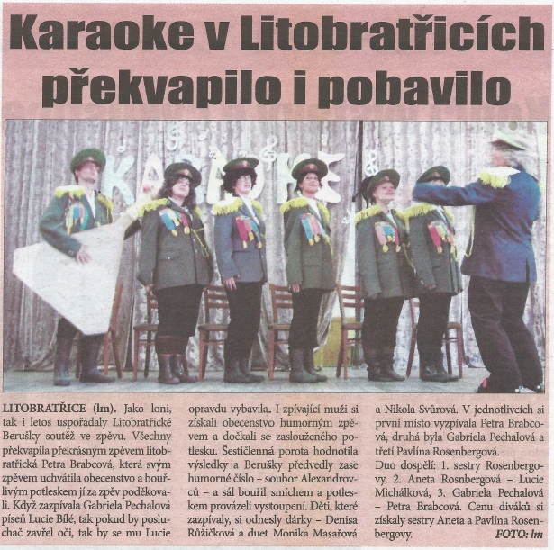 Karaoke v Litobratřicích překvapilo i pobavilo – Znojemský týden, 26.5.2014