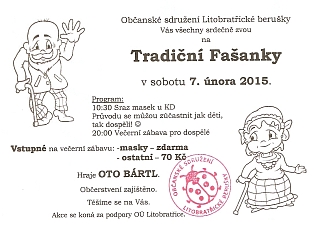 Pozvánka na Tradiční Fašanky v Litobratřicích 7. 2. 2015