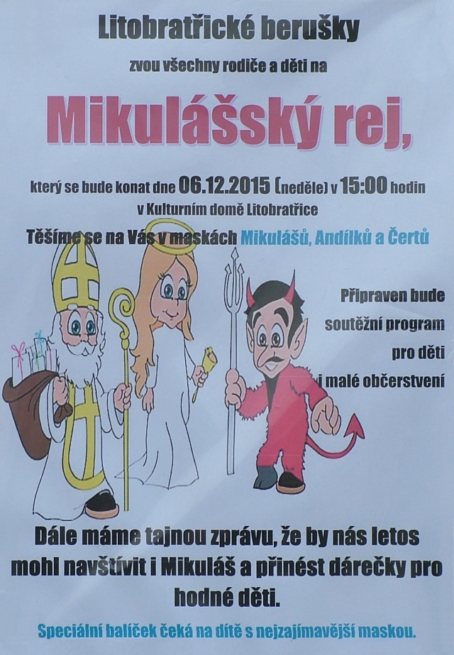 Pozvánka na Mikulášský rej v Litobratřicích – 6. 12. 2015