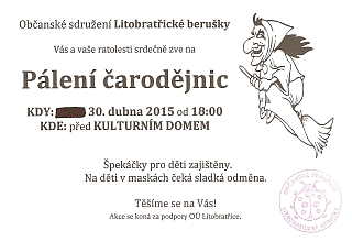 Pozvánka na Pálení čarodějnic v Litobratřicích 30. 4. 2015
