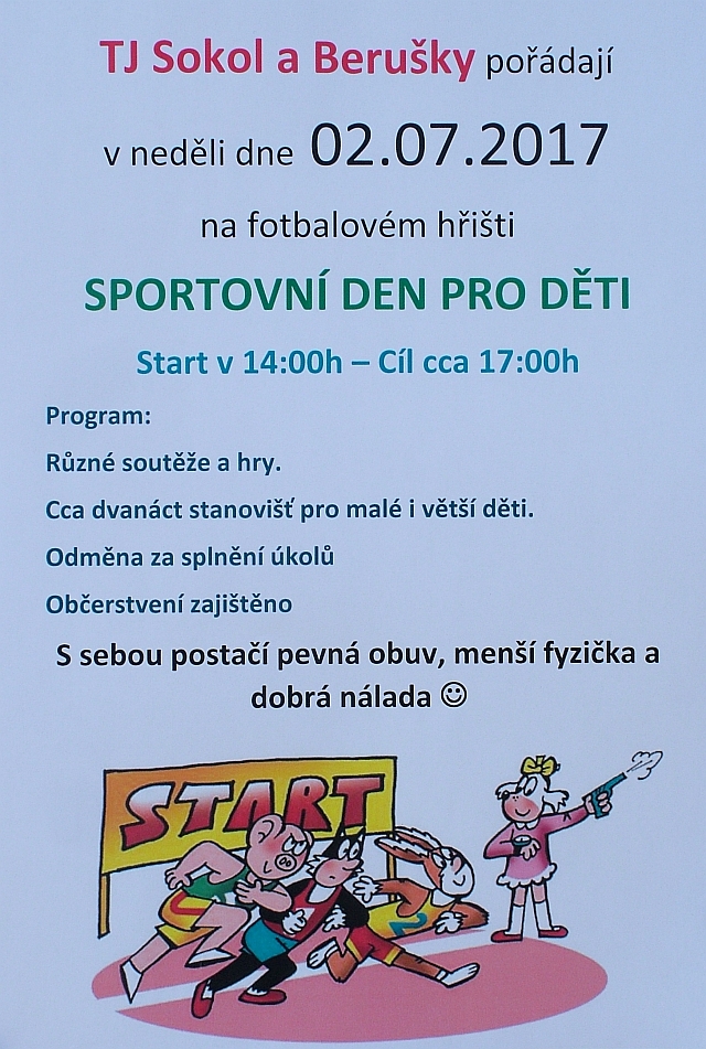 Pozvánka na Sportovní den pro děti v Litobratřicích 2. 7. 2017